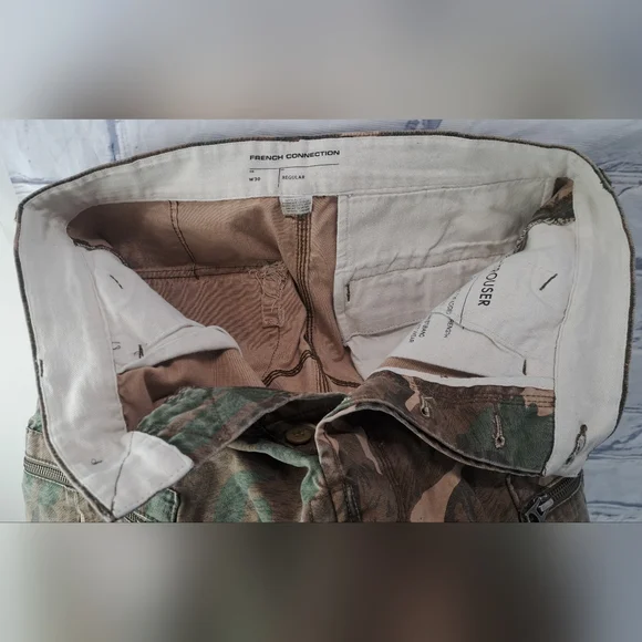 French Connection FCUK Men's Cargo Jean Shorts Vintage Y2K Camo Sz 30 Actual 32 - Picture 12 of 13